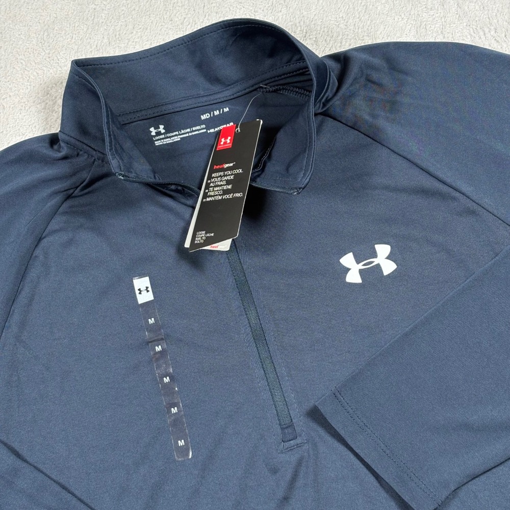 Under Armour Mens HeatGear Tech 2.0 Half Zip Pullover Navy Blue Medium